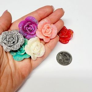 Sparkly Rose Charms (pack of 6)